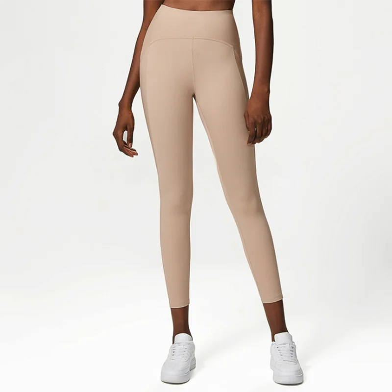 Pantalones de yoga para mujer, sensación de desnudez, alta elasticidad, nailon, cintura alta, leggings deportivos, realce, para correr, gimnasio, ropa deportiva femenina.