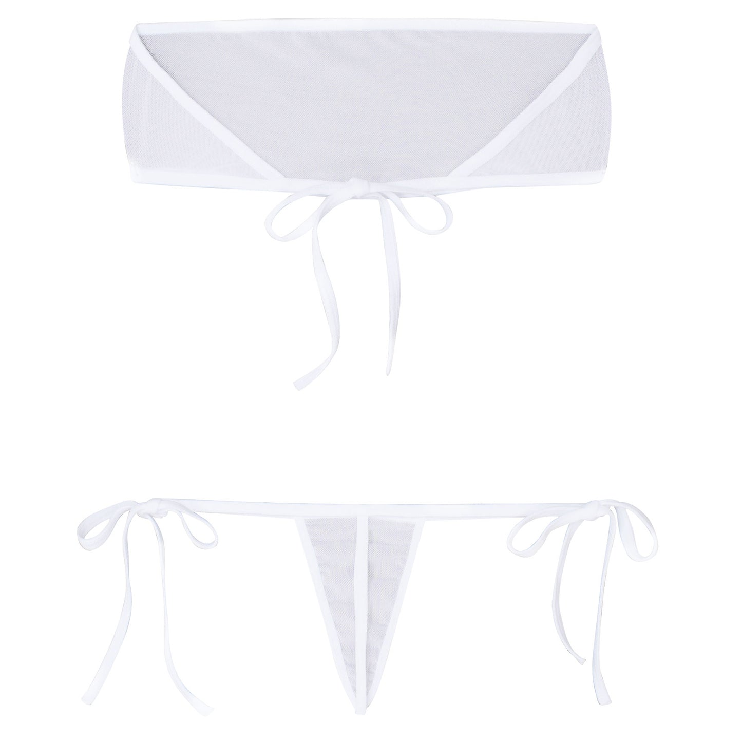 Traje de baño de malla transparente para mujer, conjunto de bikini triangular con microcordones y tanga, traje de baño de 2 piezas, ropa de playa sexy, bikini