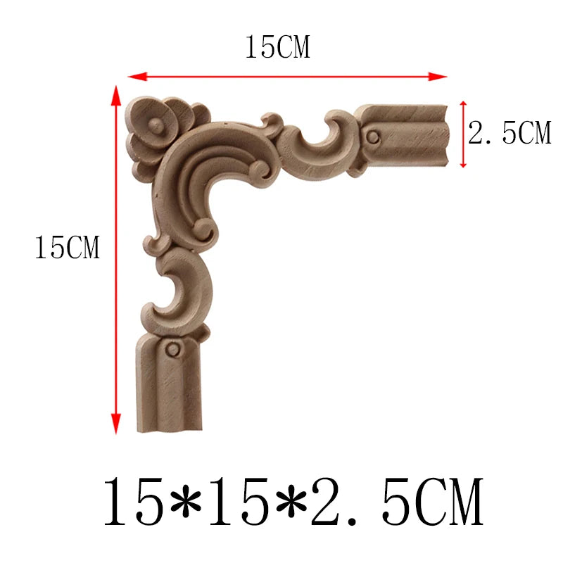 NUEVA Decoración Decoración Europea Moderna Calcomanía de Madera Aplique de Madera Marco de Madera Hojas Grandes Largas Madera de Caucho Ventana Esquina Paredes