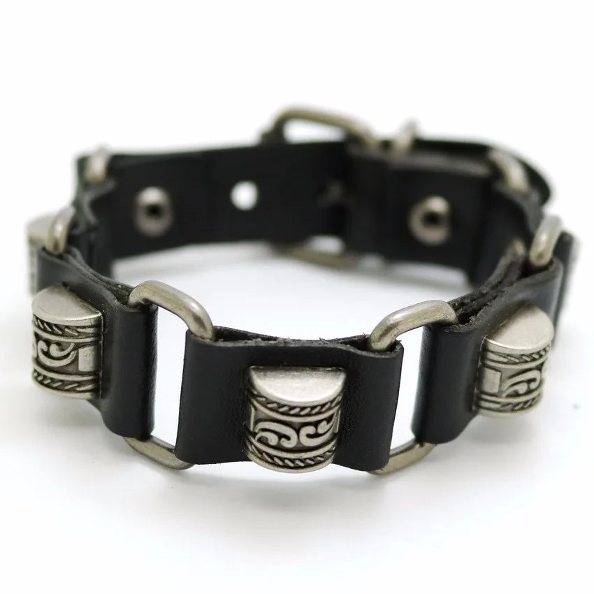 2018 Nuevos accesorios para hombres y mujeres Pulsera de cuero retro casual Pulsera punk de moda para hombres