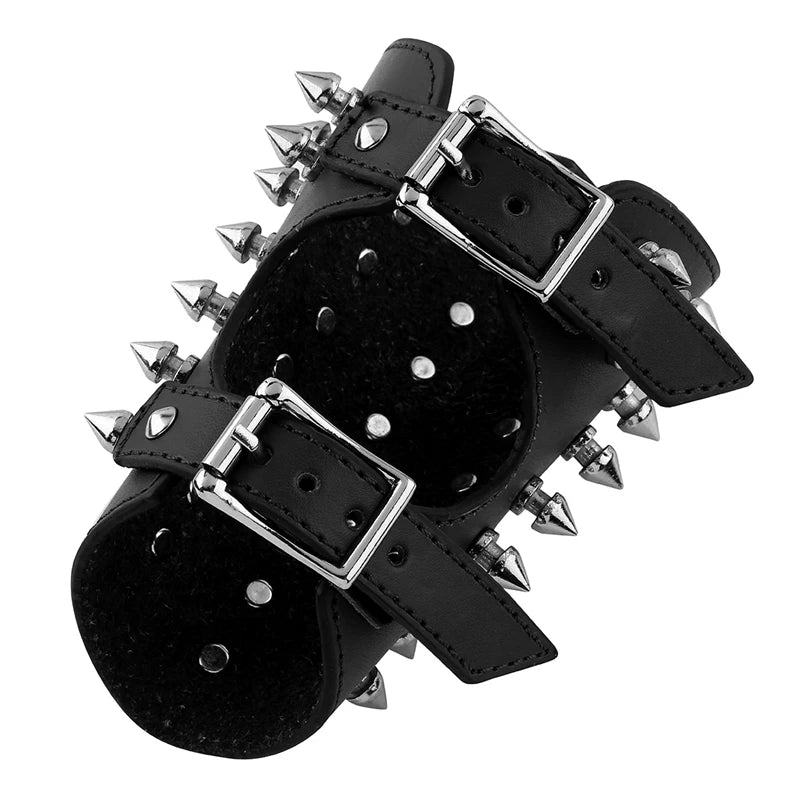 Brazalete de piel sintética unisex con púas de metal, brazalete medieval, protector de brazo, armadura para hombres y mujeres.