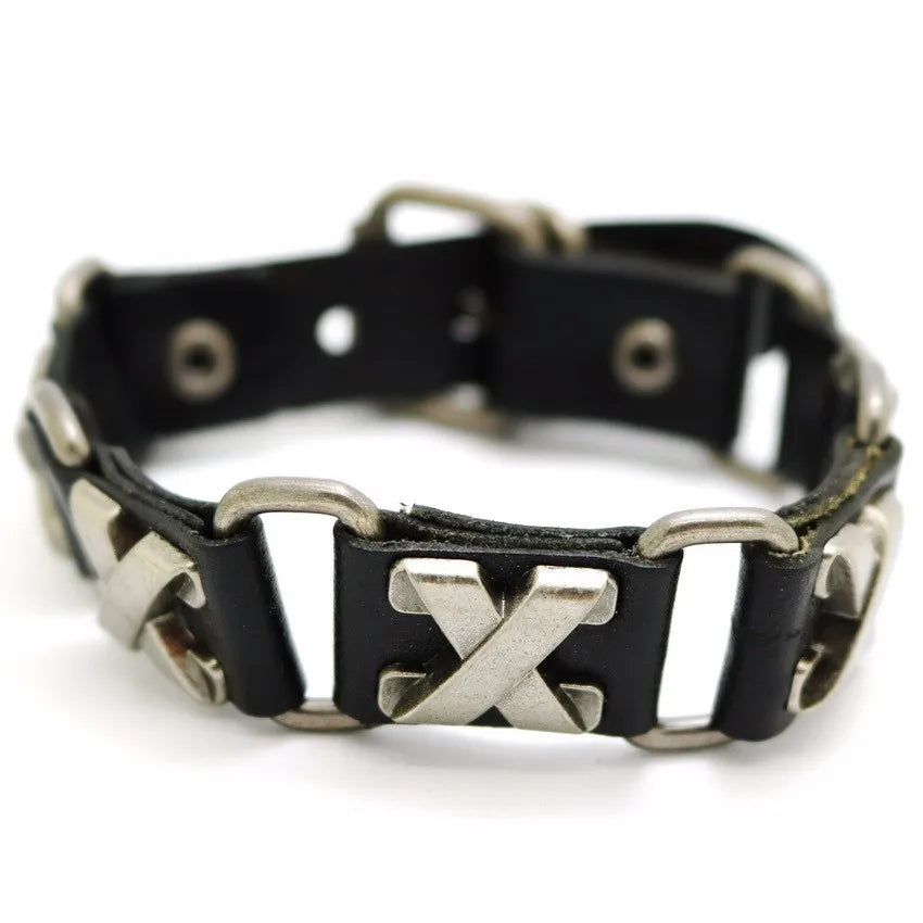 2018 Nuevos accesorios para hombres y mujeres Pulsera de cuero retro casual Pulsera punk de moda para hombres