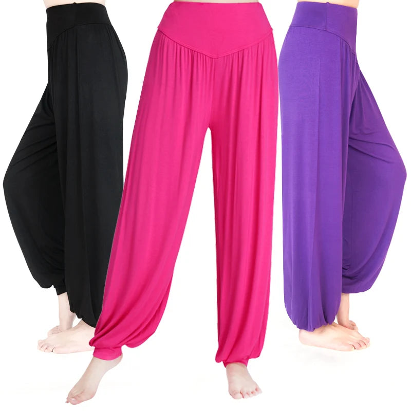 Pantalones de yoga para mujer, pantalones deportivos de talla grande para mujer, leggings de yoga, pantalones bombachos coloridos, pantalones de baile, yoga y taichí, pantalones de modal para mujer.