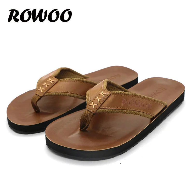 Chanclas de piel sintética para hombre, transpirables, antideslizantes, para playa, informales, de moda, venta al por mayor