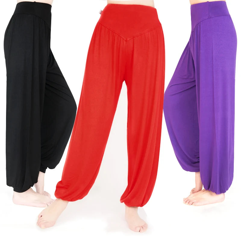 Pantalones de yoga para mujer, pantalones deportivos de talla grande para mujer, leggings de yoga, pantalones bombachos coloridos, pantalones de baile, yoga y taichí, pantalones de modal para mujer.