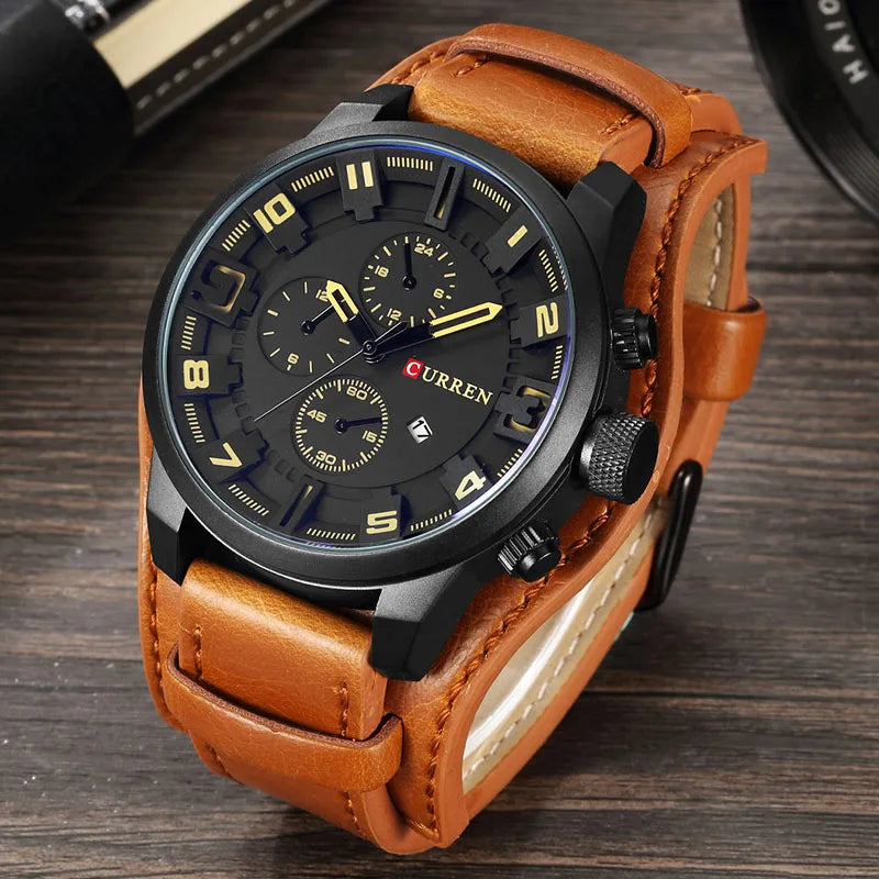 Nuevos relojes CURREN de marca de lujo para hombre, reloj de pulsera de cuero con correa de cuero, reloj de cuarzo de moda, reloj de pulsera deportivo informal con fecha, relojes 8225
