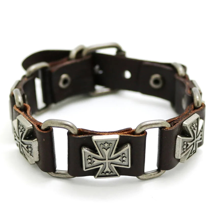 2018 Nuevos accesorios para hombres y mujeres Pulsera de cuero retro casual Pulsera punk de moda para hombres