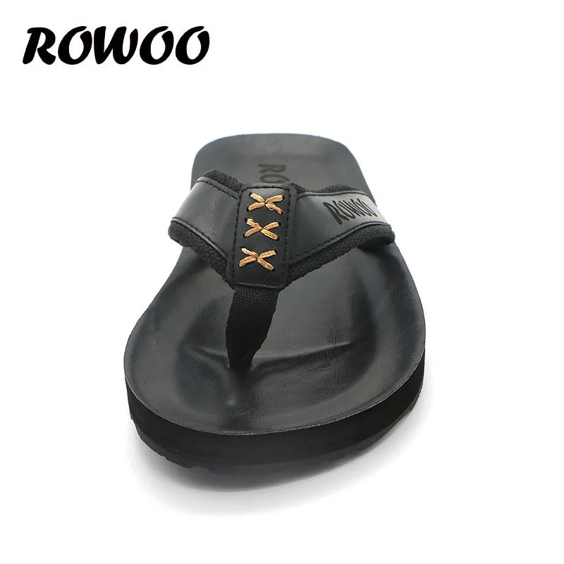 Chanclas de piel sintética para hombre, transpirables, antideslizantes, para playa, informales, de moda, venta al por mayor