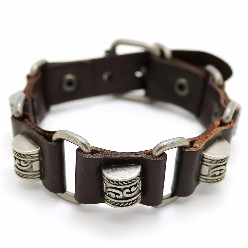 2018 Nuevos accesorios para hombres y mujeres Pulsera de cuero retro casual Pulsera punk de moda para hombres
