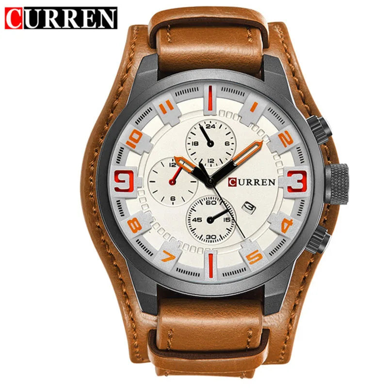 Nuevos relojes CURREN de marca de lujo para hombre, reloj de pulsera de cuero con correa de cuero, reloj de cuarzo de moda, reloj de pulsera deportivo informal con fecha, relojes 8225