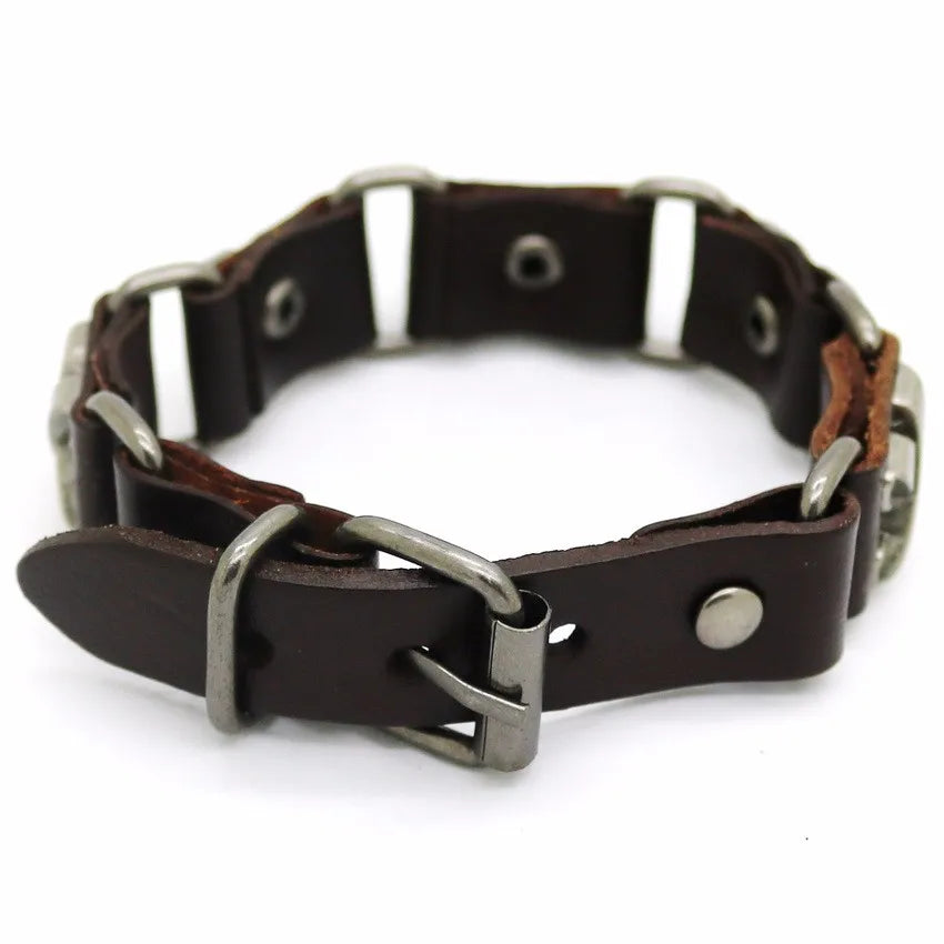 2018 Nuevos accesorios para hombres y mujeres Pulsera de cuero retro casual Pulsera punk de moda para hombres