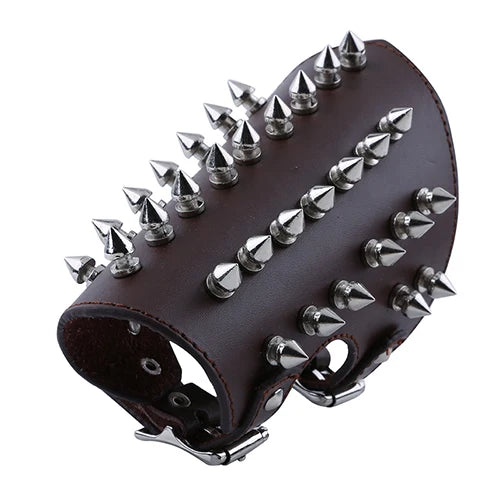 Brazalete de piel sintética unisex con púas de metal, brazalete medieval, protector de brazo, armadura para hombres y mujeres.