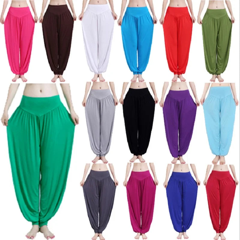 Pantalones de yoga para mujer, pantalones deportivos de talla grande para mujer, leggings de yoga, pantalones bombachos coloridos, pantalones de baile, yoga y taichí, pantalones de modal para mujer.