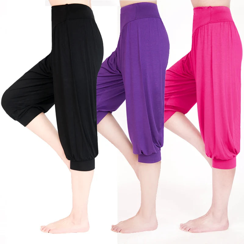 Pantalones de yoga para mujer, pantalones deportivos de talla grande para mujer, leggings de yoga, pantalones bombachos coloridos, pantalones de baile, yoga y taichí, pantalones de modal para mujer.