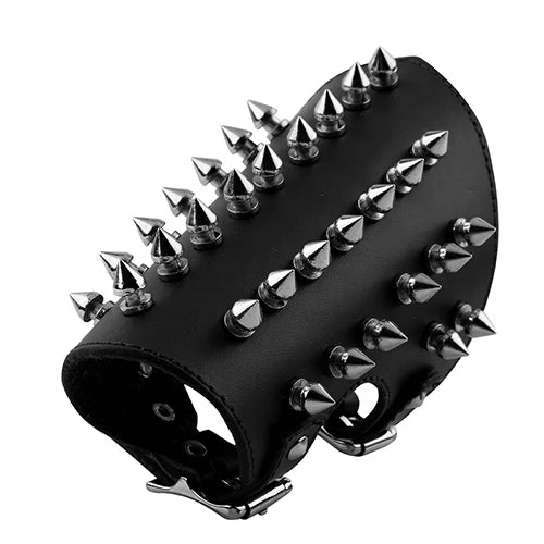 Brazalete de piel sintética unisex con púas de metal, brazalete medieval, protector de brazo, armadura para hombres y mujeres.