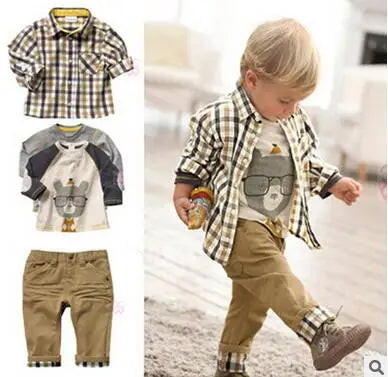 Ropa para niños, abrigo a cuadros, camiseta y pantalones, 3 piezas, trajes para bebés, ropa para niños pequeños, ropa de abrigo para primavera y otoño, disfraz BC1034