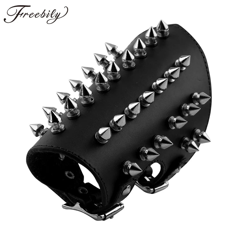 Brazalete de piel sintética unisex con púas de metal, brazalete medieval, protector de brazo, armadura para hombres y mujeres.