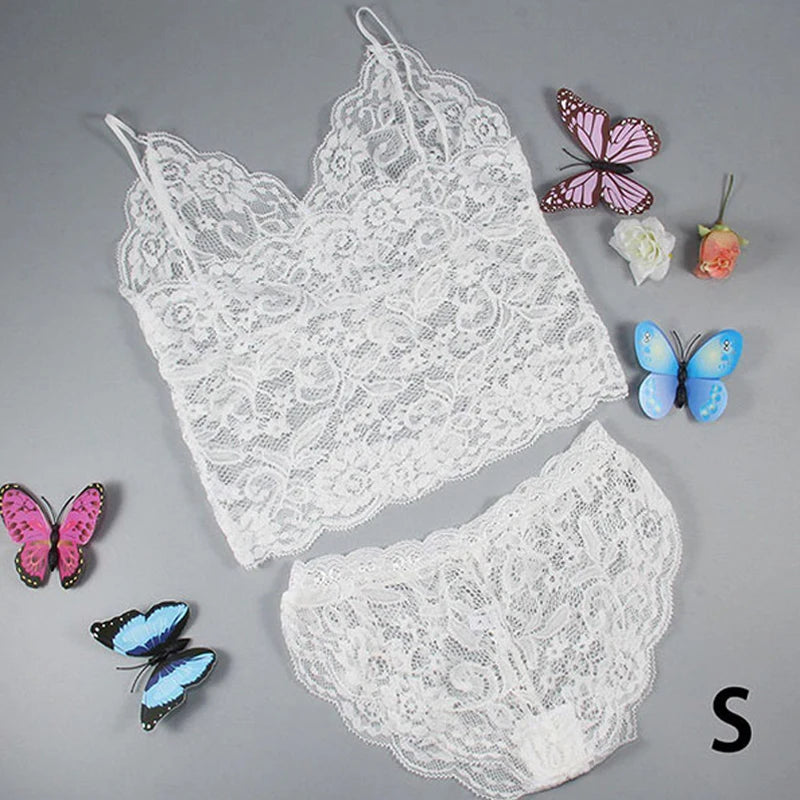 Conjunto de lencería sexy para mujer, bralette, corsé sexy, ropa interior transparente de encaje calado, camisola, lencería, sujetador, ropa sexual, 2018