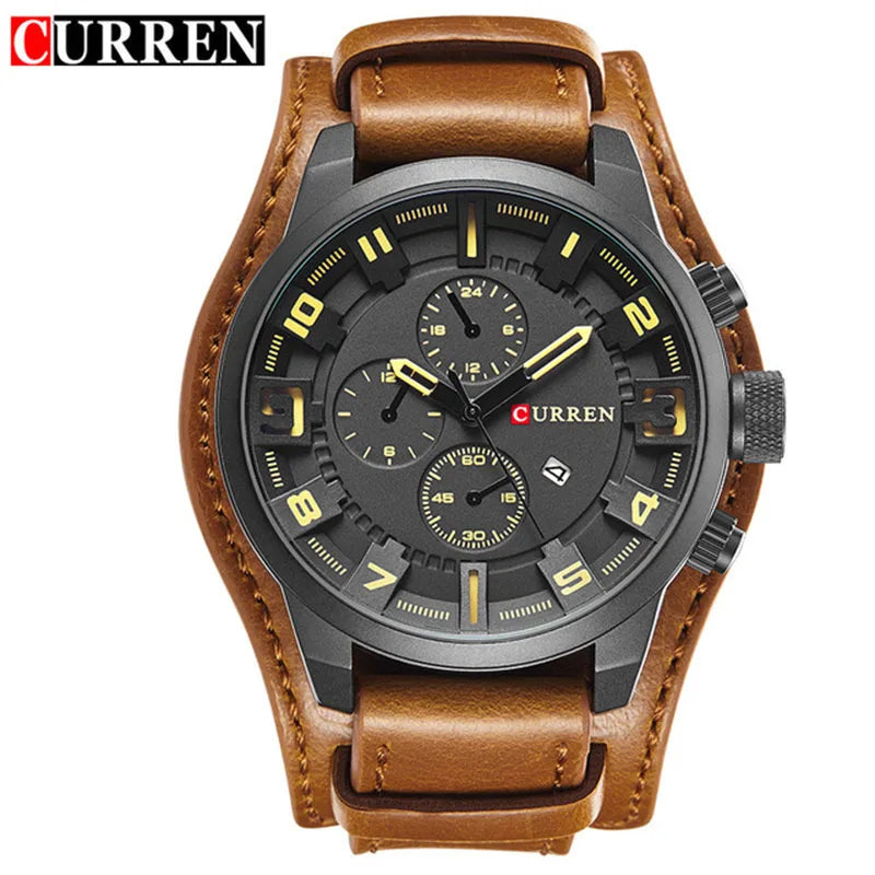 Nuevos relojes CURREN de marca de lujo para hombre, reloj de pulsera de cuero con correa de cuero, reloj de cuarzo de moda, reloj de pulsera deportivo informal con fecha, relojes 8225