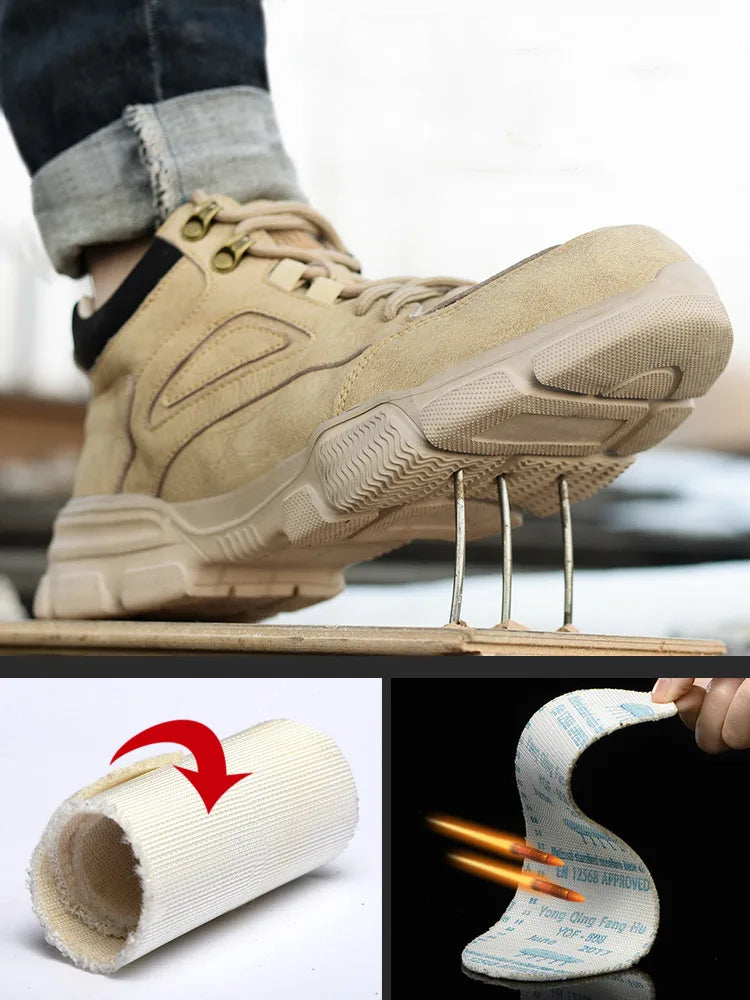 Zapatos de seguridad para hombre y mujer 2024, ligeros, indestructibles, con puntera de acero y plantilla de Kevlar.