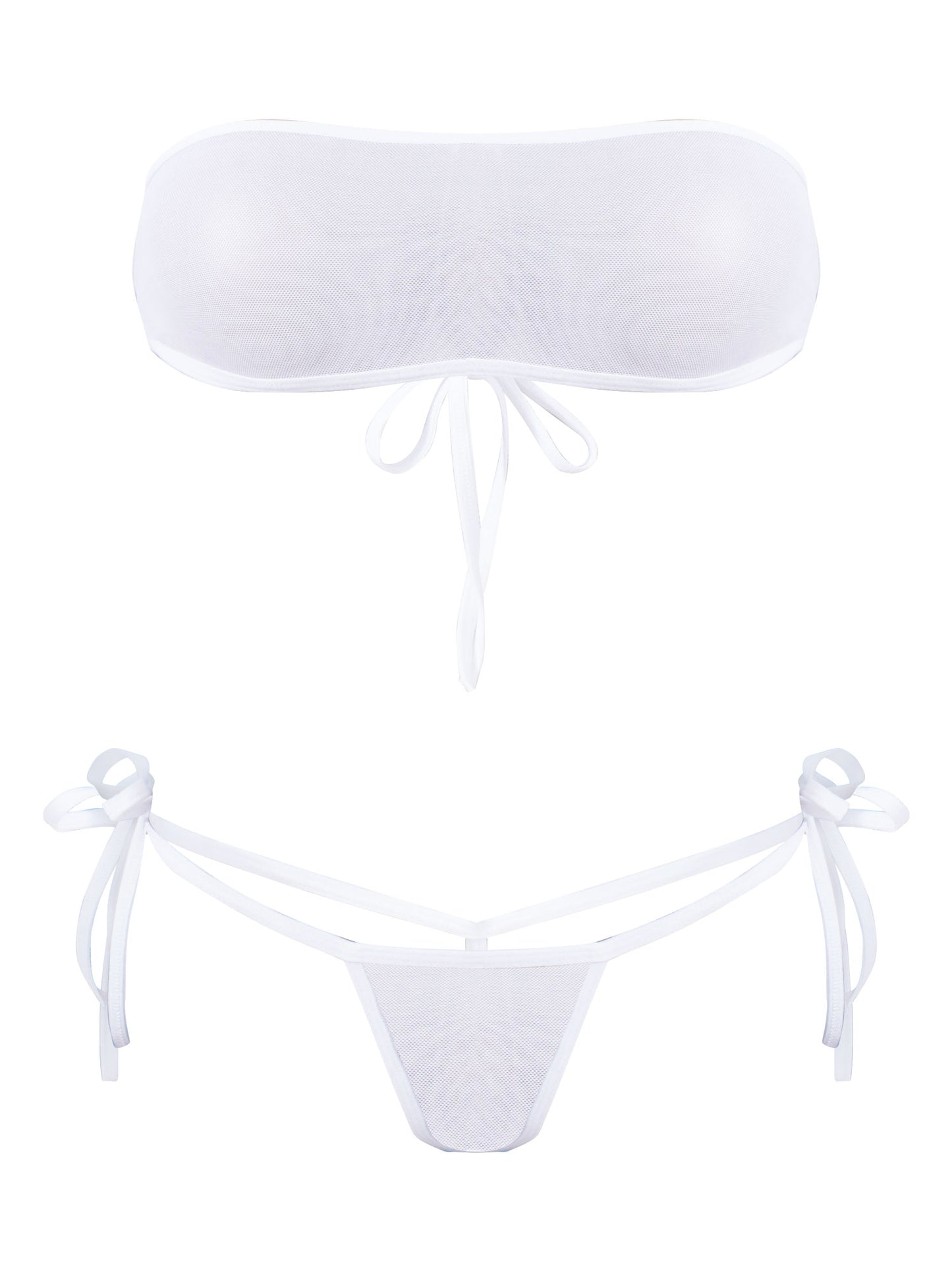 Traje de baño de malla transparente para mujer, conjunto de bikini triangular con microcordones y tanga, traje de baño de 2 piezas, ropa de playa sexy, bikini