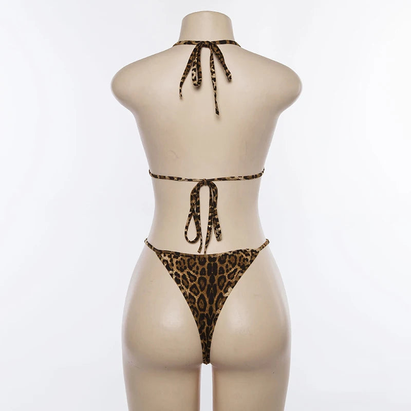 Bikinis para mujer, traje de baño de dos piezas 2025, conjunto de bikini con estampado de leopardo, traje de baño push-up, estilo brasileño, ropa de playa de verano, bañador biquini.