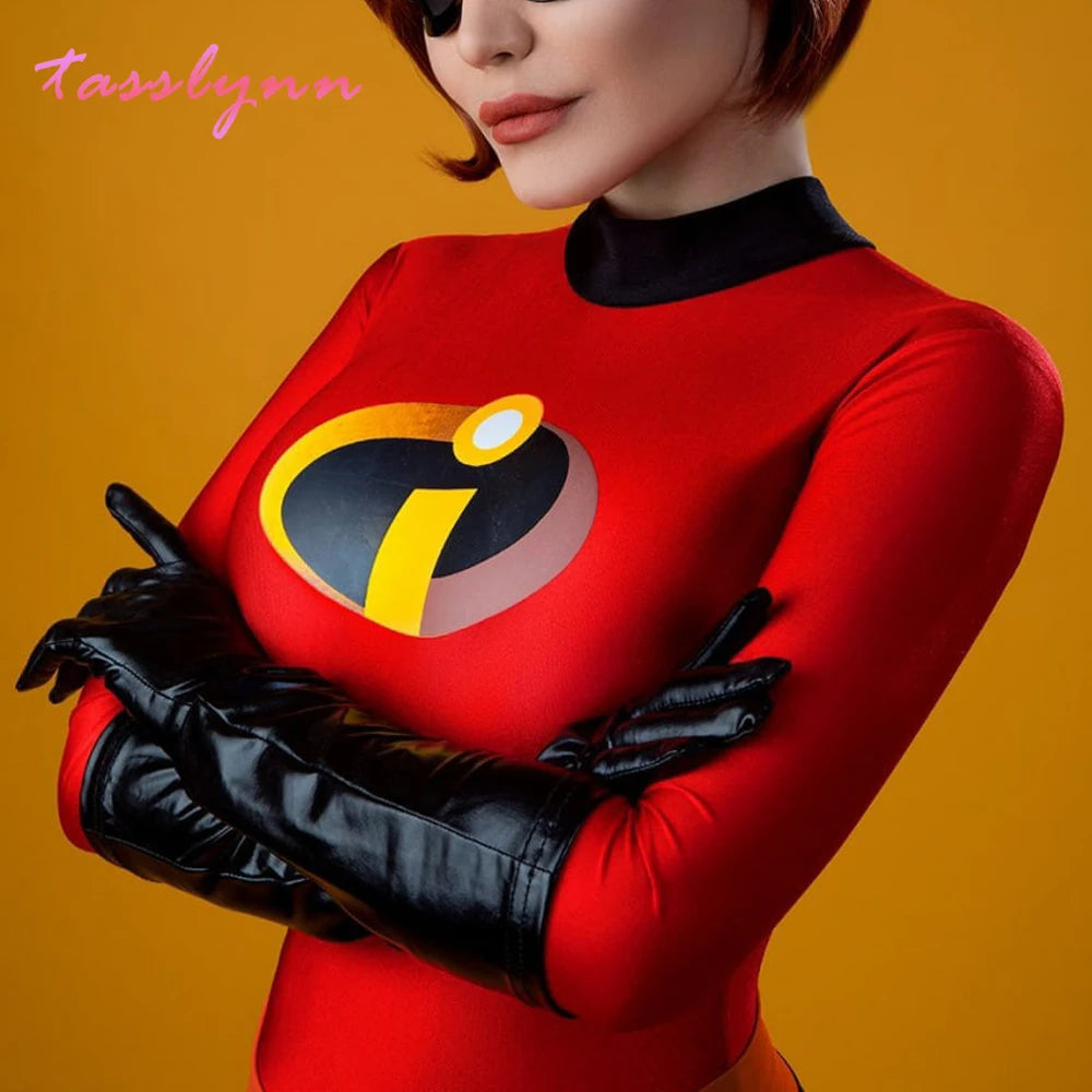 Mr Mrs Incredibles Cosplay Elastigirl Hulk Spider Family Adult Kid Suit Jumpsuit Bodysuit Halloween Costumes for Women