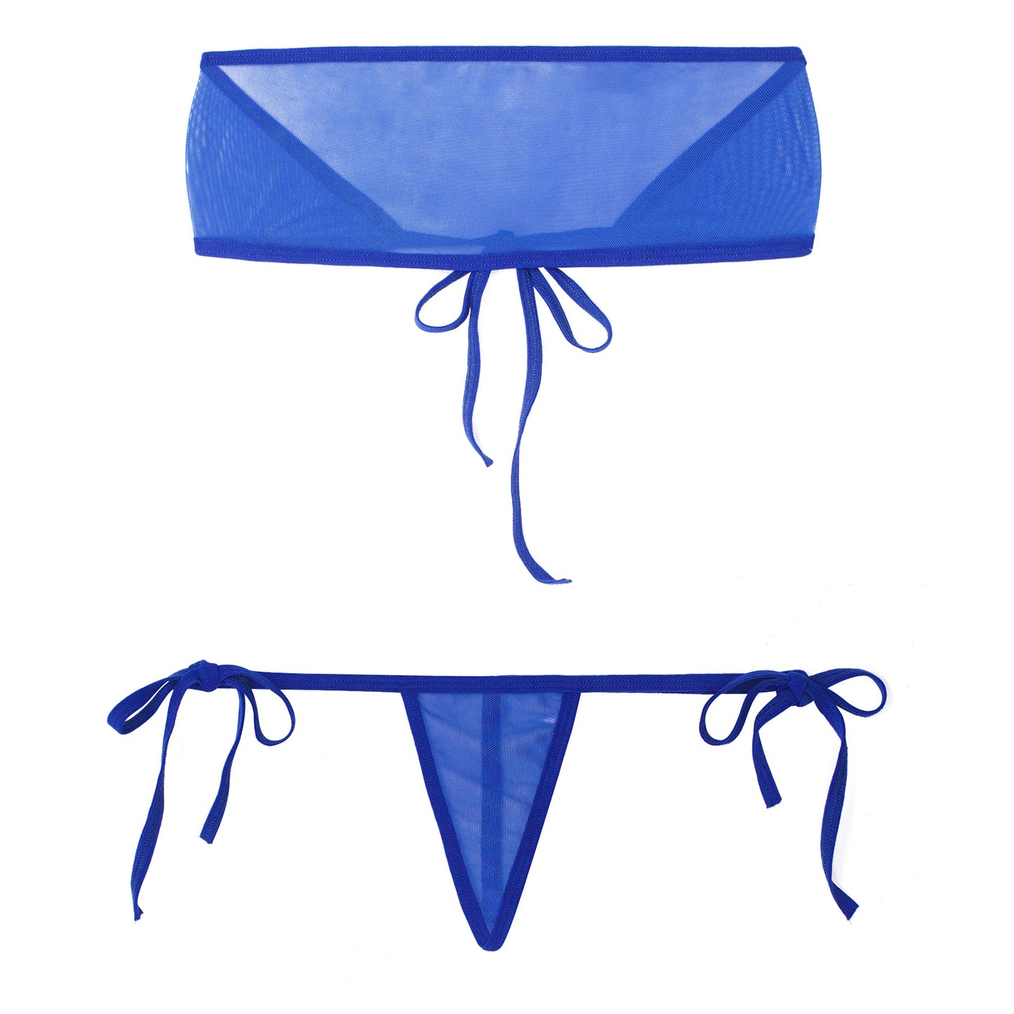 Traje de baño de malla transparente para mujer, conjunto de bikini triangular con microcordones y tanga, traje de baño de 2 piezas, ropa de playa sexy, bikini