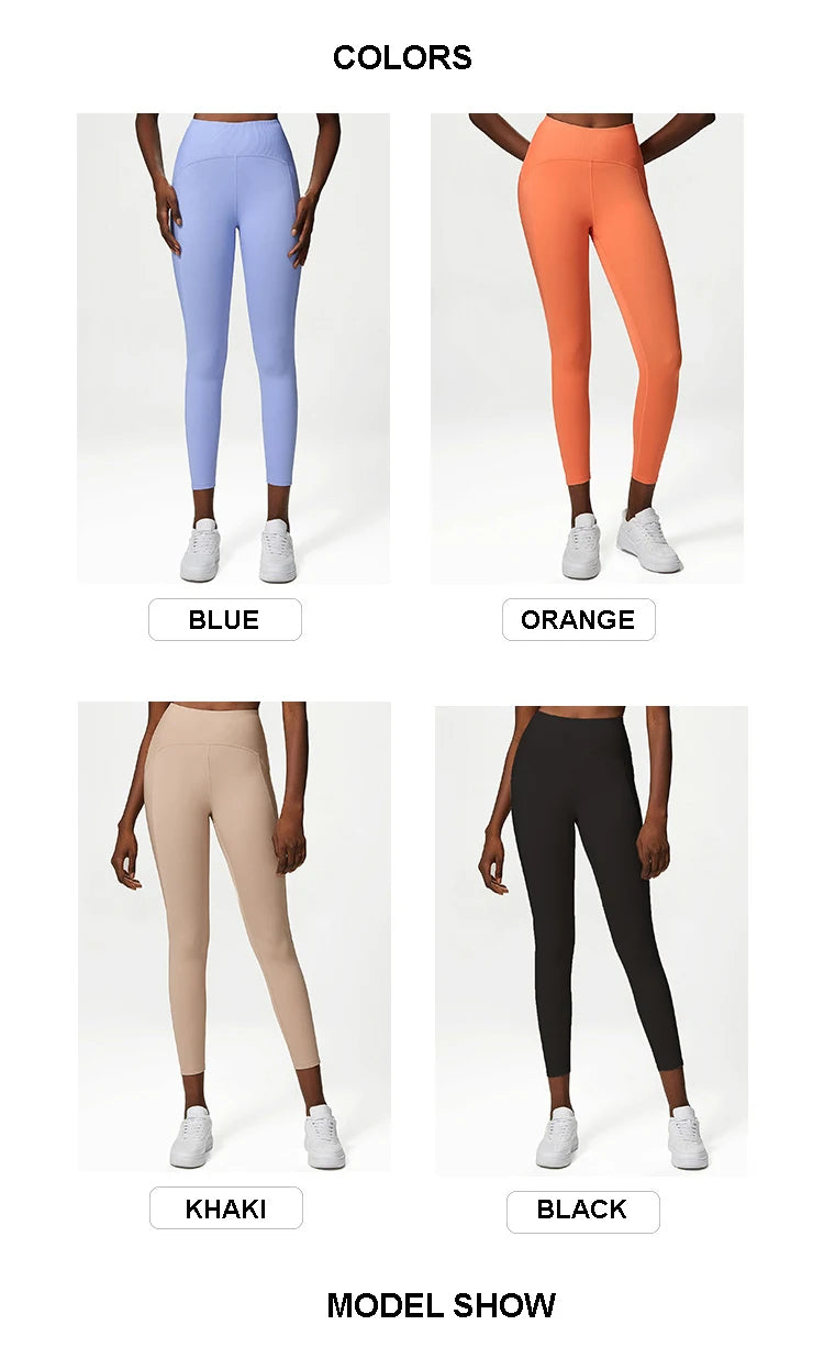 Pantalones de yoga para mujer, sensación de desnudez, alta elasticidad, nailon, cintura alta, leggings deportivos, realce, para correr, gimnasio, ropa deportiva femenina.