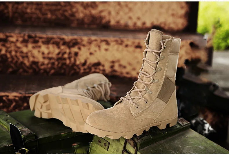 TaoBo 2024 Original Military Leather Boots Size 40-45 Men High Top Tactical Desert Combat Shoes SWAT Army Hiking Boot Zapatos