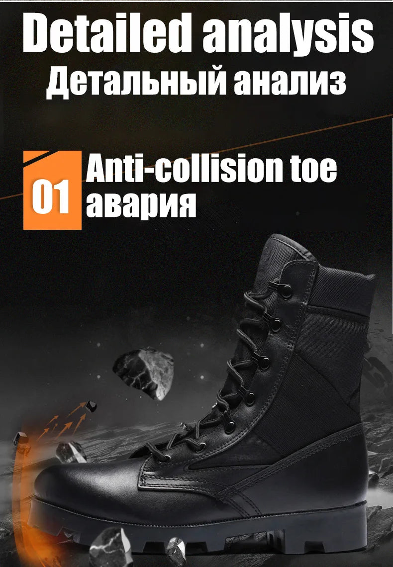 TaoBo 2024 Original Military Leather Boots Size 40-45 Men High Top Tactical Desert Combat Shoes SWAT Army Hiking Boot Zapatos
