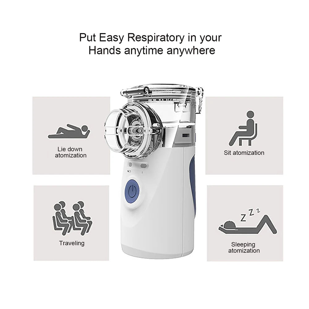 Mini nebulizador de inhalación portátil de mano para el cuidado de la salud, silencioso, ultrasónico, nebulizador, recargable, automático, para niños y adultos.