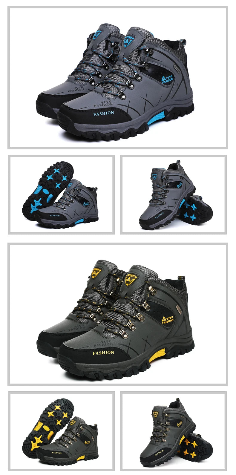 Botas de nieve de invierno para hombre, impermeables, de cuero, muy cálidas, para exteriores, senderismo, trabajo, talla 39-47
