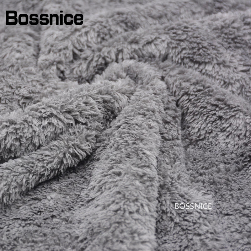 Toalla de microfibra Bossnice de 40 x 40 cm, 500 g/m², súper suave, sin bordes, para el cuidado del coche, pulido y acabados, color gris claro.