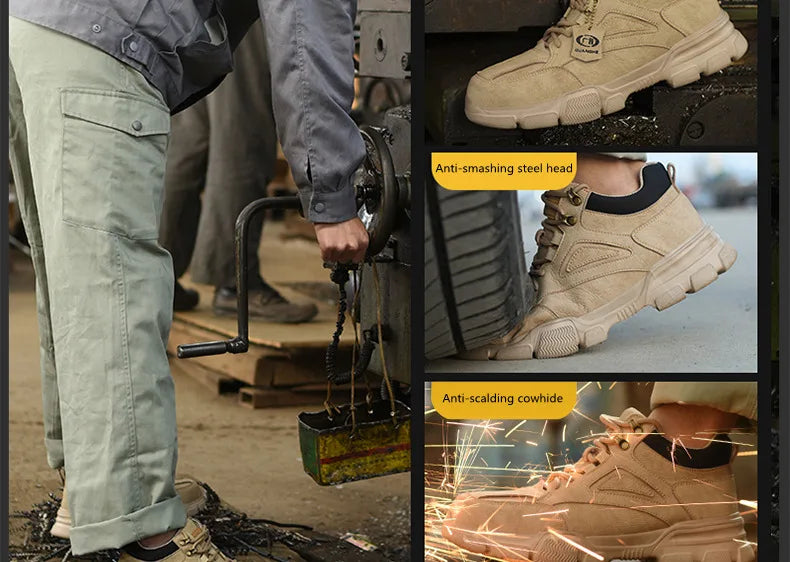 Zapatos de seguridad para hombre y mujer 2024, ligeros, indestructibles, con puntera de acero y plantilla de Kevlar.