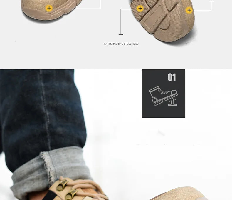 Zapatos de seguridad para hombre y mujer 2024, ligeros, indestructibles, con puntera de acero y plantilla de Kevlar.