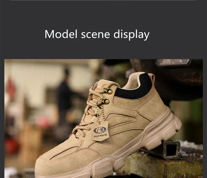 Zapatos de seguridad para hombre y mujer 2024, ligeros, indestructibles, con puntera de acero y plantilla de Kevlar.