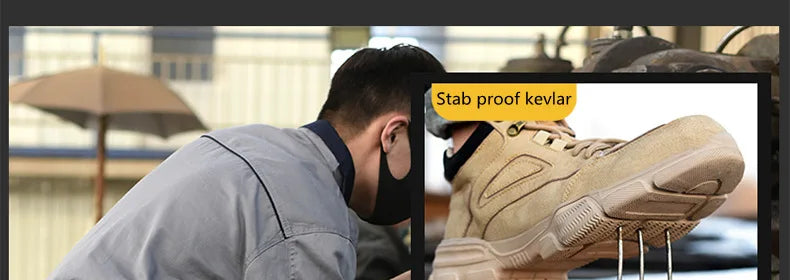 Zapatos de seguridad para hombre y mujer 2024, ligeros, indestructibles, con puntera de acero y plantilla de Kevlar.