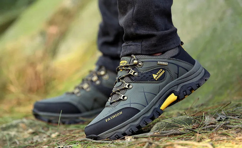 Botas de nieve de invierno para hombre, impermeables, de cuero, muy cálidas, para exteriores, senderismo, trabajo, talla 39-47
