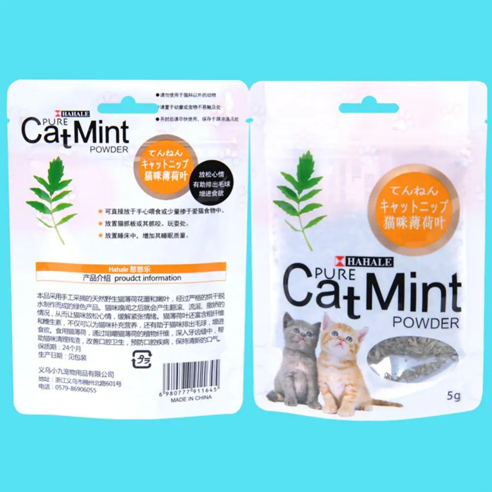 Polvo de menta natural para gatos (5 g/paquete) - Golosinas con sabor a hierba gatera para limpiar la boca de los gatitos