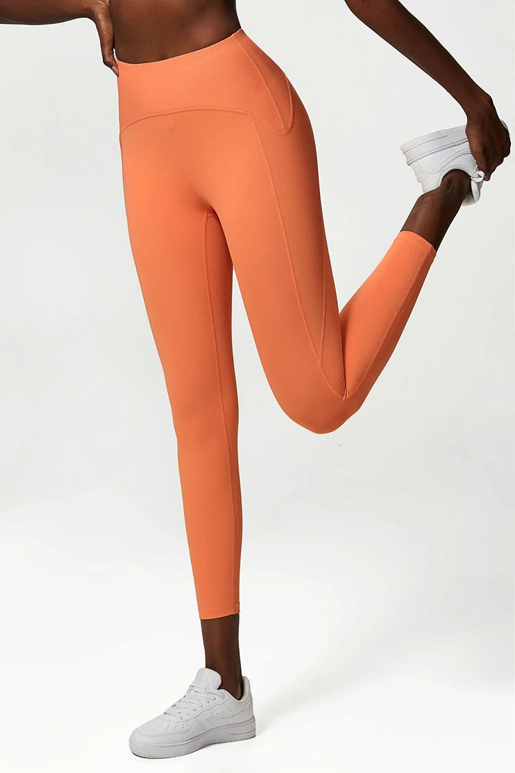 Pantalones de yoga para mujer, sensación de desnudez, alta elasticidad, nailon, cintura alta, leggings deportivos, realce, para correr, gimnasio, ropa deportiva femenina.