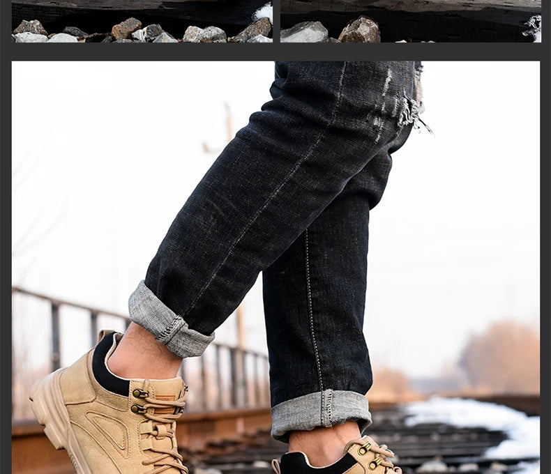 Zapatos de seguridad para hombre y mujer 2024, ligeros, indestructibles, con puntera de acero y plantilla de Kevlar.