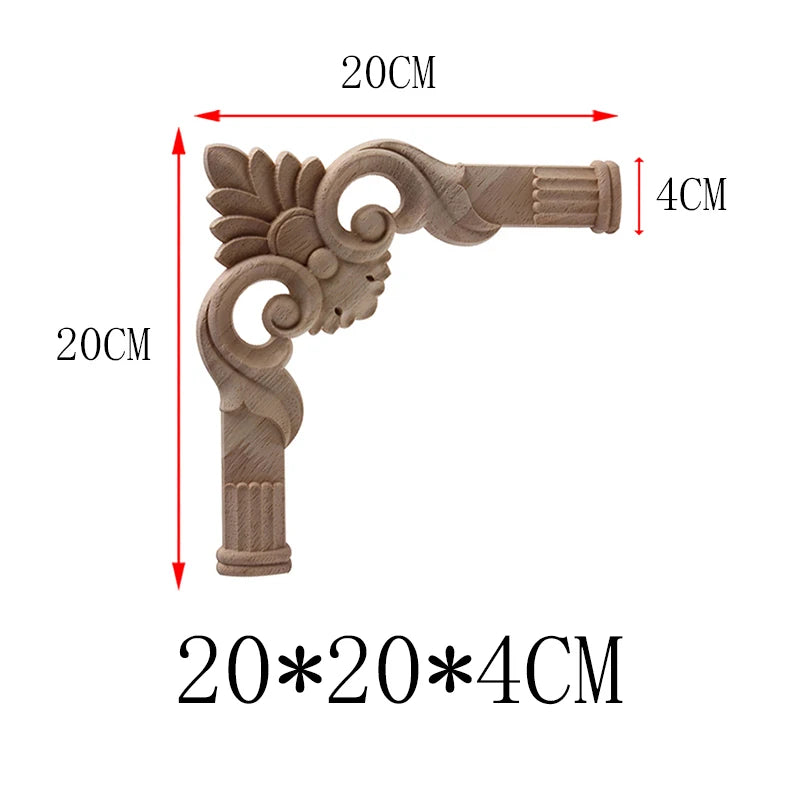 NUEVA Decoración Decoración Europea Moderna Calcomanía de Madera Aplique de Madera Marco de Madera Hojas Grandes Largas Madera de Caucho Ventana Esquina Paredes