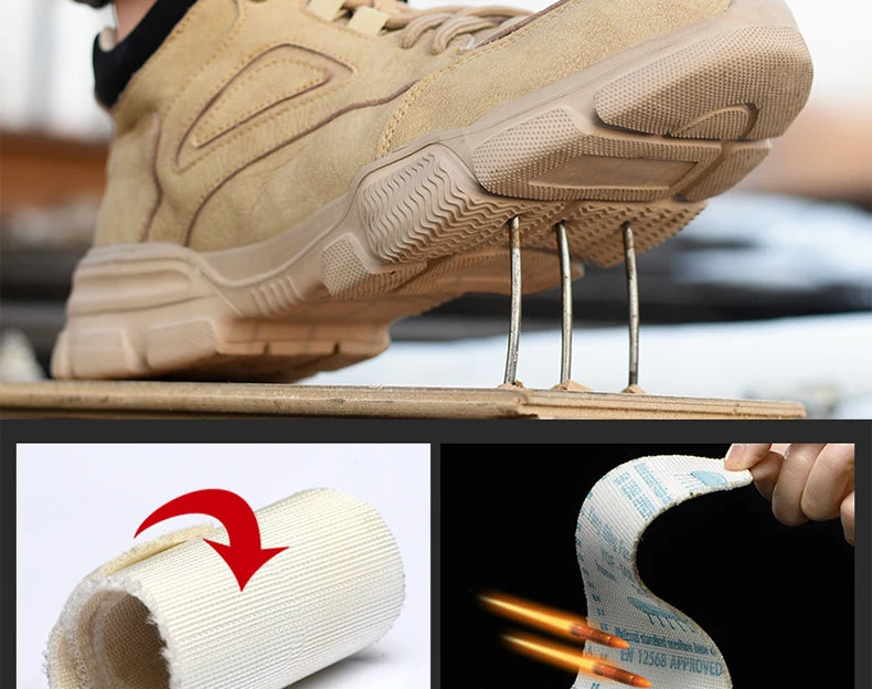 Zapatos de seguridad para hombre y mujer 2024, ligeros, indestructibles, con puntera de acero y plantilla de Kevlar.