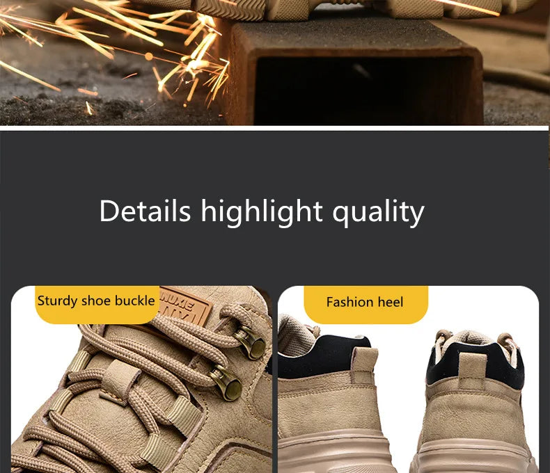 Zapatos de seguridad para hombre y mujer 2024, ligeros, indestructibles, con puntera de acero y plantilla de Kevlar.