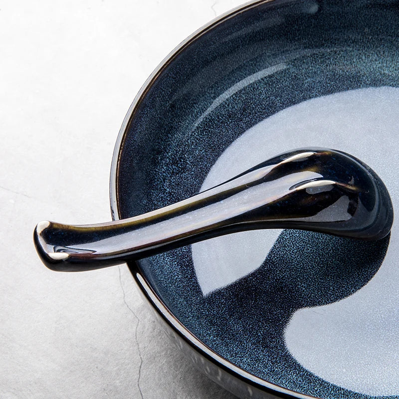 Cucharas de cerámica de estilo japonés, cucharas soperas para el hogar, lindas cucharas para comer y beber, cucharas para servir, utensilios de cocina, 4 piezas ZL361