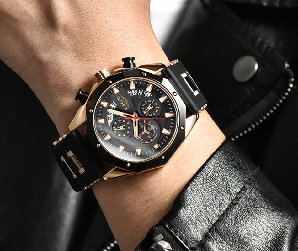 LIGE 2024 - Nuevos relojes de moda para hombre, marca superior de lujo, reloj deportivo de silicona, reloj de cuarzo con fecha, reloj de pulsera resistente al agua, cronógrafo