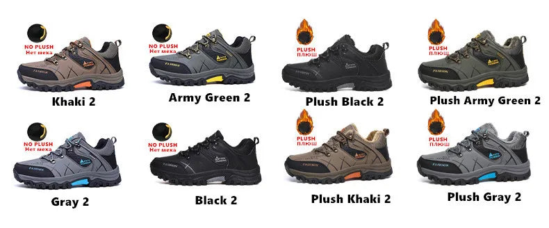 Botas de nieve de invierno para hombre, impermeables, de cuero, muy cálidas, para exteriores, senderismo, trabajo, talla 39-47