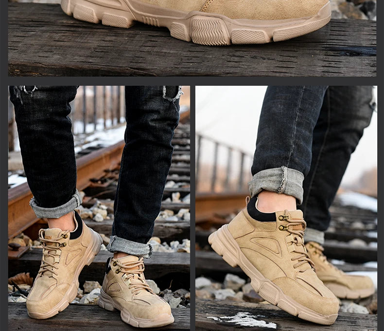 Zapatos de seguridad para hombre y mujer 2024, ligeros, indestructibles, con puntera de acero y plantilla de Kevlar.