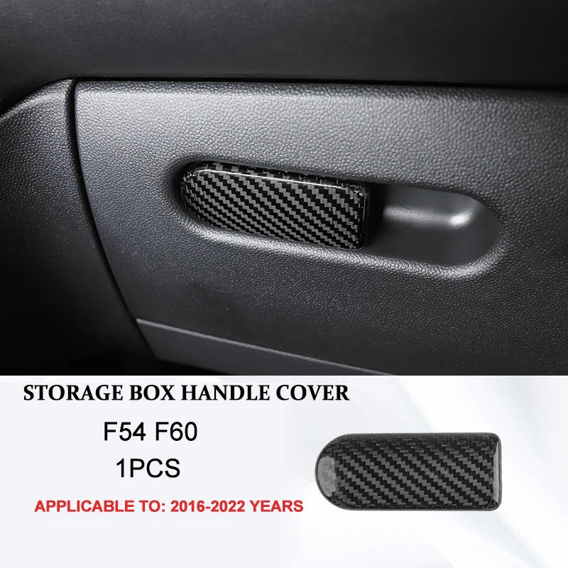 Accesorios interiores de coche para Mini Cooper F54 F55 F56 F57 F60, fibra de carbono auténtica, pegatina decorativa, pieza protectora para coche.